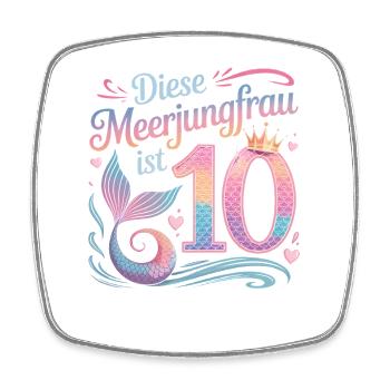 Diese Meerjungfrau Ist 10 Mädchen 10. Geburtstag - Viereckiger Kühlschrankmagnet - Weiß - Vorne