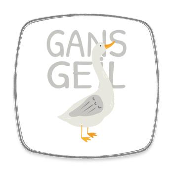 Gans geil – Lustiges Gans Wortspiel - Viereckiger Kühlschrankmagnet - Weiß - Vorne
