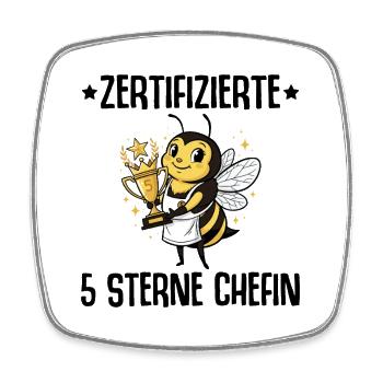 Best Employer Certified 5 Star Female Chef - Square fridge magnet - white - Front
