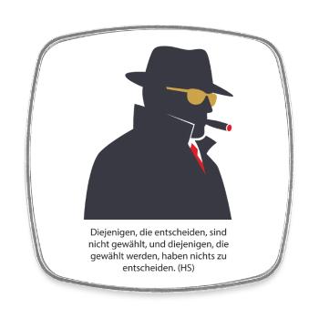 Nachtdetektiv mit Zigarre, Wer Entscheidet? - Viereckiger Kühlschrankmagnet - Weiß - Vorne