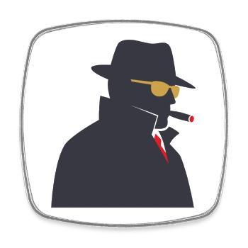 Détective de l’ombre avec un cigare - Magnet carré - blanc - Devant