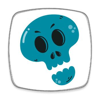 Melted Blue Skull - Square fridge magnet - white - Front