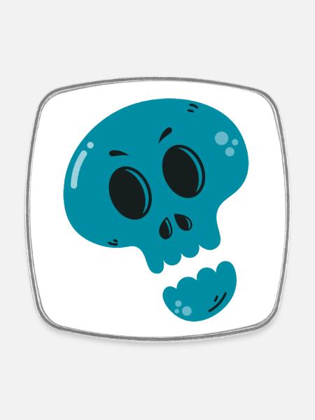 Melted Blue Skull - Square fridge magnet - white
