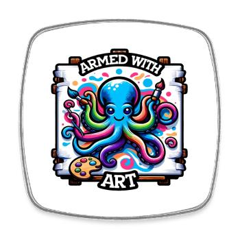 Kunst-Oktopus mit Farbflecken - Viereckiger Kühlschrankmagnet - Weiß - Vorne