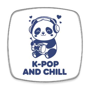 K-Pop And Chill Panda Headphones Korean Music - Square fridge magnet - white - Front