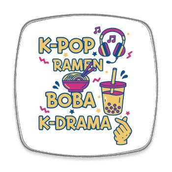 K-Pop Ramen Boba K Drame Musique coréenne Fans de Kpop - Magnet carré - blanc - Devant