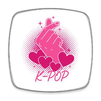 K-POP Finger Heart Korean Music Love - Square fridge magnet - white - Front