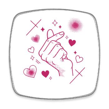Kpop Musique coréenne Doigts mignons Cœur Amour Corée - Magnet carré - blanc - Devant