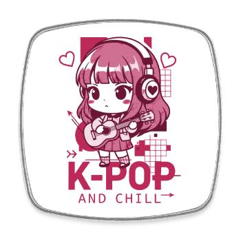 K-POP ET CHILL Kpop Musique coréenne Anime mignon - Magnet carré - blanc - Devant