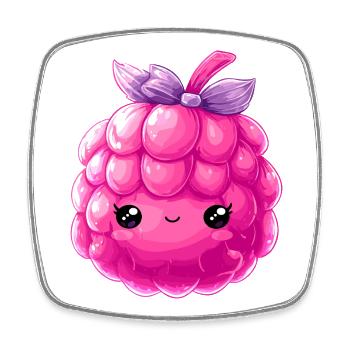 Personnage de câlin à la framboise Kawaii - Magnet carré - blanc - Devant