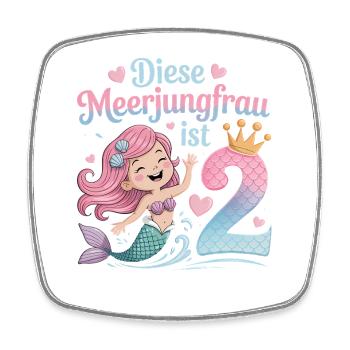 Diese Meerjungfrau Ist 2 Mädchen 2. Geburtstag - Viereckiger Kühlschrankmagnet - Weiß - Vorne