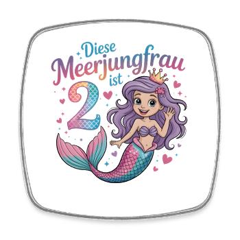 Diese Meerjungfrau Ist 2 Mädchen 2. Geburtstag - Viereckiger Kühlschrankmagnet - Weiß - Vorne