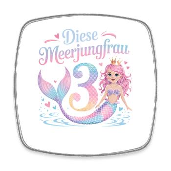 Diese Meerjungfrau Ist 3 Mädchen 3. Geburtstag - Viereckiger Kühlschrankmagnet - Weiß - Vorne