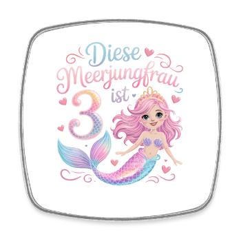 Cette sirène a 3 ans de filles - Magnet carré - blanc - Devant