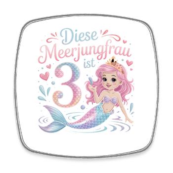 Diese Meerjungfrau Ist 3 Mädchen 3. Geburtstag - Viereckiger Kühlschrankmagnet - Weiß - Vorne