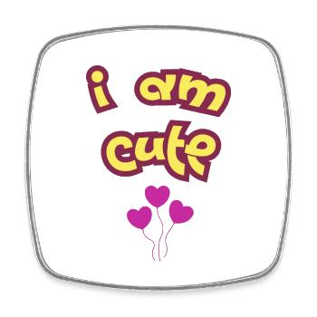 I AM CUTE - Magnet carré - blanc - Devant