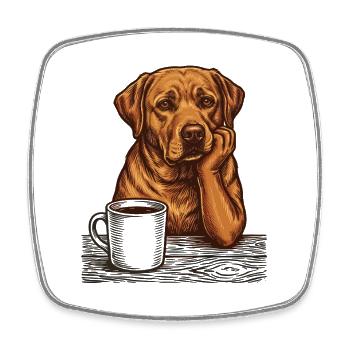 Echter Foxred Labrador Kaffee Morgenmuffel - Viereckiger Kühlschrankmagnet - Weiß - Vorne