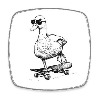 Skater Duck - Magnet carré - blanc - Devant
