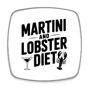 Martini- und Hummerdiät - Viereckiger Kühlschrankmagnet - Weiß - Vorne