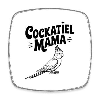 Nymphensittich-Mama - Viereckiger Kühlschrankmagnet - Weiß - Vorne