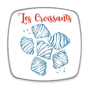 Les Croissants Blue Sketches - Square fridge magnet - white - Front
