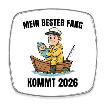 Paternity 2026 Angler-to-be Dad - Square fridge magnet - white - Front