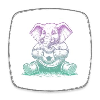Fußball Elefant - Viereckiger Kühlschrankmagnet - Weiß - Vorne