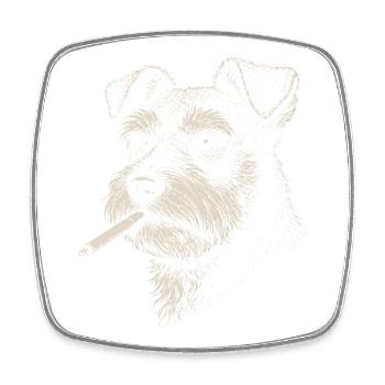 Hundeporträt von Schnauzer mit Zigarette - Viereckiger Kühlschrankmagnet - Weiß - Vorne