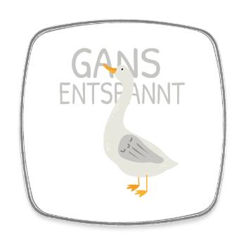 Goose Relaxed – Drôle de jeu de mots - Magnet carré - blanc - Devant