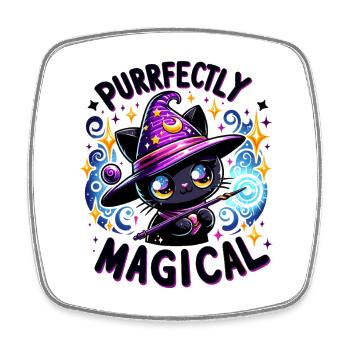 Purrfekt Magical Cat Spells - Square fridge magnet - white - Front