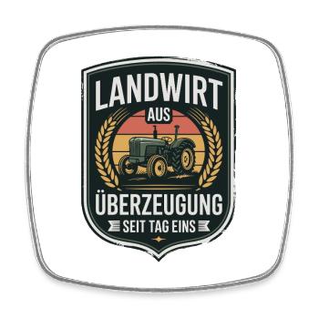 Farmer out of conviction tractor since day one - Square fridge magnet - white - Front