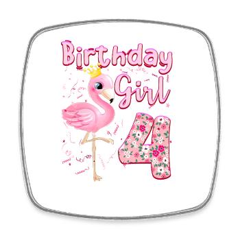 Filles de 4e anniversaire Flamingo Flamant Rose 4 ans - Magnet carré - blanc - Devant