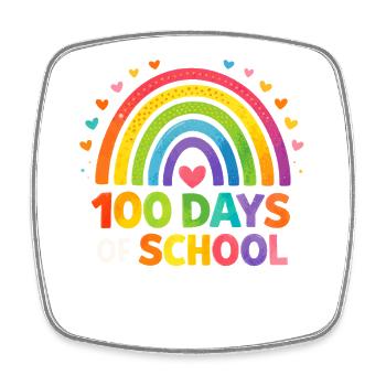 Regenbogen 100 Tage Schule - Viereckiger Kühlschrankmagnet - Weiß - Vorne