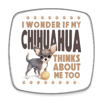 Chihuahua Chihuahueño I Wonder If - Viereckiger Kühlschrankmagnet - Weiß - Vorne