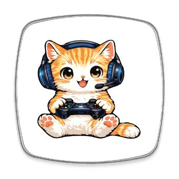Gamer chat - Square fridge magnet - white - Front