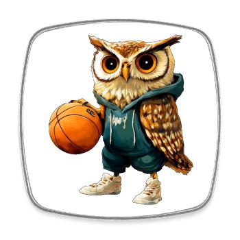 Basketball Owls - Square fridge magnet - white - Front