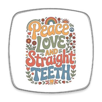 Orthodontic Hygienist Peace Love And Orthodontist - Square fridge magnet - white - Front
