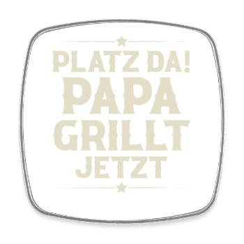 Papa Vater Grillen - Viereckiger Kühlschrankmagnet - Weiß - Vorne