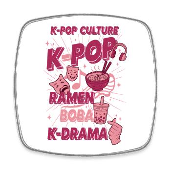Culture K-Pop Ramen Boba K Drame Musique coréenne Amour - Magnet carré - blanc - Devant