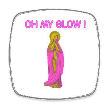 Oh My Glow Vierge Marie Auréole Or - Magnet carré - blanc - Devant