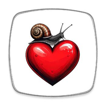 Schnecke auf einem Herz - Viereckiger Kühlschrankmagnet - Weiß - Vorne