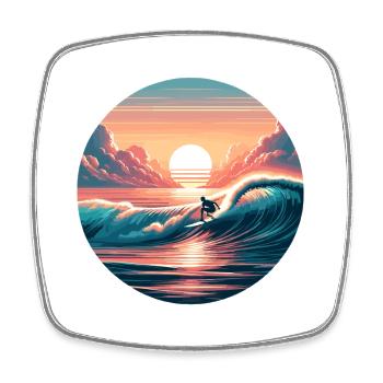 Sonnenuntergang Surfwelle - Viereckiger Kühlschrankmagnet - Weiß - Vorne