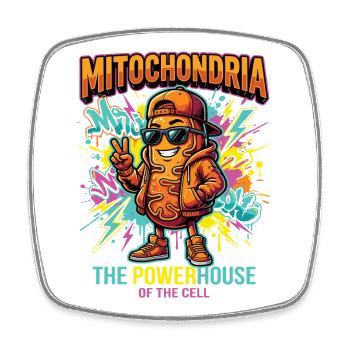 Mitochondria Powerhouse Science Humor - Square fridge magnet - white - Front