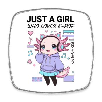 Just A Girl Who Loves K-Pop Korean Music Anime - Square fridge magnet - white - Front