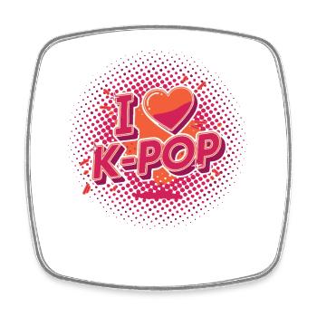 J’adore la musique coréenne K-pop, anime mignon, la pop coréenne - Magnet carré - blanc - Devant