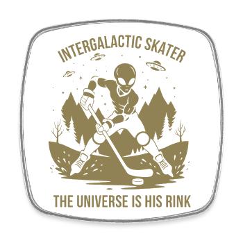 Außerirdische Eishockeyspieler UFO Silhouette Desi - Square fridge magnet - white - Front