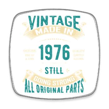 Vintage 1976 toujours en route - Magnet carré - blanc - Devant