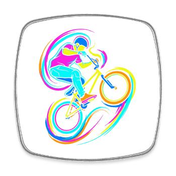 BMX Rider - Square fridge magnet - white - Front