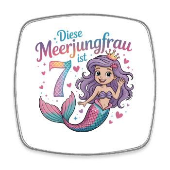 Diese Meerjungfrau Ist 7 Mädchen 7. Geburtstag - Viereckiger Kühlschrankmagnet - Weiß - Vorne