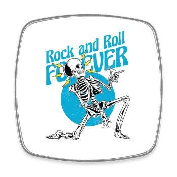 Skeleton Guitar Pick – Rock and Roll Forever Metal - Square fridge magnet - white - Front